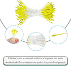 HAHIYO 1000Pcs 1mm Light Yellow Pearl Double Head Flower Pistil for Flower Making Scrapbook Decoration Mini Handmade Artificial Pistil Pearlized Floral Stamen Pollen
