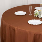 Efavormart Round Tablecloth, 132 Inch Stain & Wrinkle Resistant Washable Table Cloth, Decorative Polyester Fabric Table Cover for Banquet, Wedding, Dining- Brown