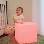 Mr.Go 12-inch Rechargeable Magic LED Light Cube Stool with Remote Control Fun Mood Lamp Soothing Night Light Decorative Lighting for Home Kids Bedside Bedroom Nightstand Nursery Pool Party