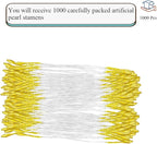 HAHIYO 1000Pcs 1mm Yellow Pearl Double Head Flower Pistil for Flower Making Scrapbook Decoration Mini Handmade Artificial Pistil Pearlized Floral Stamen Pollen