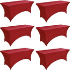 6-Pack 6ft Spandex Table Covers for Rectangle Standard Folding Tables - Wrinkle Resistant Stretch Tablecloths - Ultimate Fitted Table Protector for Parties, Trade Shows, Wedding