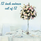 JAMBALAY 12" Round Mirror Centerpieces for Tables, Set of 12 Glass Mirror Table Centerpieces, Circle Glass Mirror Trays, Mirror Candle Plates for Wedding Decorations and Party