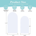 White Arch Backdrop Cover for Wedding, Set of 2 Stretchy Spandex Fitted Arch Stand Cover for Baby Shower, Birthday Party Decor, Chiara Backdrop Cover with Double-Sided Design(7.2FT 6FT, White)