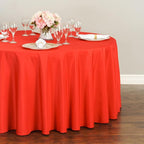 LTC LINENS 5 Pack 108 Inch Round Tablecloths Red - Bulk for 48 Inch Round Table Floor Length - Wrinkle Resistant Polyester Fabric Cloth for Wedding