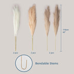 EVODIS Pampas Grass Decor Tall, 43"/110cm Faux Pampas Grass 6 Stems Large Pompass Grass Branches Tall Bulk Boho Flower Arrangement for Home Room Wedding Party Decor