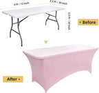 10-Pack 6ft Spandex Table Covers for Rectangle Standard Folding Tables - Wrinkle Resistant Stretch Tablecloths - Ultimate Fitted Table Protector for Parties, Banquet, Wedding