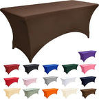6-Pack 6ft Spandex Table Covers for Rectangle Standard Folding Tables - Wrinkle Resistant Stretch Tablecloths - Ultimate Fitted Table Protector for Parties, Trade Shows, Wedding