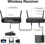 Depusheng DX4 Wireless Microphone, Professional 4 Channels Karaoke Handheld System for Home Karaoke, Meeting, Party, Church, DJ, Wedding, Home KTV Set