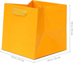 Orange Square Kraft Paper Bags with Handles - Large Square Bottom Gift Box for Party Favor, Birthday Gift Bags (Orange, 10 x 10 x 10 in, 10 CT)