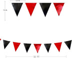 Red Black Party Decoration Metallic Fabric Triangle Pennant Banner Flag Bunting Garland for Graduation Halloween Birthday Wedding Bachelorette Anniversary Las Vegas Casino Poker Pirate Party Supplies