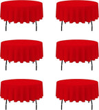BRILLMAX 6 Pack Red Round Tablecloths 90 Inch - Circle Bulk Linen Polyester Fabric Washable Table Cloth Cover for Wedding Reception Banquet Birthday Party Buffet Restaurant