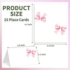 25 Bow Place Cards for Table Seating, Watercolor Wedding Name Place Card, Tent Cards for Birthday Bridal Shower Baby Shower Reception Dinner Party Decorations -A24