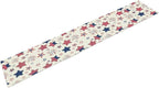 4th of July Table Runner, American Patriotic Independence Day Red Blue White Stars Stripes Fireworks Print Table Runner for Home Party Decor Kitchen Dining Table, 13x90inch