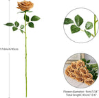 Artificial Rose 10pcs Open Flower Bouquet Faux Rose Stems for Wedding Arrangement, Bridal Bouquet, Centerpiece, Fake Faux Silk Flowers (Toffee)