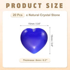 PATIKIL 20 Pcs Natural Heart Shaped Crystal Stone, 0.6 Inch Mini Polished Love Gemstone Crystal, Pocket Rock Engraved Worry Stones for Women Gifts Meditation, Dark Blue Cats Eye