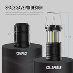 Lichamp LED Camping Lantern, 4 Pack Battery Powered Flashlight for Power Outages, Portable Collapsible Hanging Light Essential for Home, Outdoor, Emergency Lamp Survival Kit Gear for Hurricane, Black