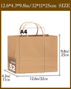 qiqee 30-Packs Brown Gift Bags with Handles Bulk 13"x4.5"x10" Wide Large Size Party Paper Bags