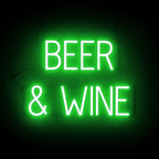 SpellBrite BEER & WINE Sign | Beer-Related Sign with Neon Look, Green LED Light Source | 22.0" x 15.0"