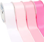 Ribbli Pink Satin Ribbon 1-1/2 Inch x 4 Rolls Total 40 Yards- White Pink Ribbon for Gift Wrapping Craft Wedding Decoration