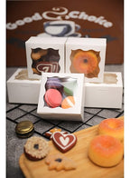 Bakepacker White Bakery Boxes with Window - 4x4x2.5 inches Small Size Pastry & Mini Cookie Boxes for Bakeries - Thick & Sturdy (100 Packs)