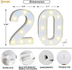 Pooqla 20th Birthday Decorations for Her Him, Light Up Number 20 for Party Table Decorations, 20th Birthday Gift for Women Men, Backdrop Wall Decor for 20th Wedding Anniversary Decoration
