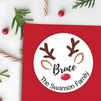 36pcs Personalized Christmas Stickers Gift Wrap Labels-Available in 12 Templates Custom Waterproof Cute Santa Reindeer Decals for Christmas Gift Box Tags Party Decorations Envelopes (Round Sticker)