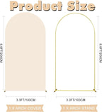 6.6FT Wedding Arch Backdrop Stand and Beige Arch Cover, Beige Spandex Fitted Backdrop Cover and Gold Wedding Arch Frame for Birthday Party Wedding Ceremony Bridal Baby Shower, Parties Decoration.