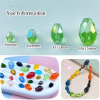 100pcs 8x12mm Teardrop Crystal Glass Beads Vertical Hole Faceted Glass Teardrop Spacer Beads for Bracelets Necklace Earring DIY Jewelry Making Craft(Light Green AB)
