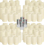 pliadvbu Flameless LED Candles 72 Pack, Outdoor Realistic Waterproof Votive Candles with 4 Remote Control and Timer for Halloween Wedding Festival Decor, (H 4" 5" 6" x D 2.2")