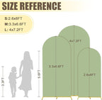 MODFUNS Metal Arch Backdrop Stand and Cover Set 6&6.6&7.2ft Sage Green Arch Backdrop Covers Gold Wedding Arch Stand Set of 3 Spandex Arched Covers for Party Birthday Banquet Wedding Decoration