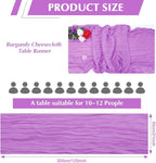 Light Purple Cheesecloth Table Runner -21*120Inch Long Boho Wedding Table Decor, Rustic Gauze Fabric Runner for Bridal Showers, Baby Showers & Parties (Sheer, Lightweight, Wrinkled Design)