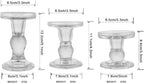 3-Piece Set of Glass Candlestick, Crystal Candlestick Holder Holder and Conical Candle, Christmas Candle Holder Decoration, Family Living Room Wedding Candle Holder (Clear)