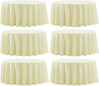 Round Tablecloth 120 Inch Tablecloth 6 Pack Ivory Table Cloths Washable Decorative Polyester TableClothes Cover for Dining Table Banquets Buffet Parties and Wedding