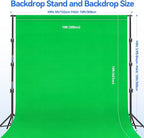 EMART Photo Video Studio 10 x 10ft Green Screen Backdrop Stand Kit, Photography Background Support System with 10 x15ft Muslin Chromakey Curtain for Photography Shooting