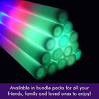 Pack of 100 Custom LED Party Foam Light Sticks Batons for Wedding, Parties, Birthdays, Guests, Party, DJ, Concerts, Festivals, Events, Promotions 3 Color Lighting Modes Batteries 16"