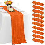 10 Pack Orange Cheesecloth Table Runner -21*120Inch Long Boho Wedding Table Decor, Rustic Gauze Fabric Runner for Bridal Showers, Baby Showers & Parties (Sheer, Lightweight, Wrinkled Design)