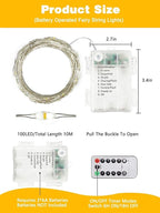 6 Pack Each 33FT 100LED Fairy Lights Battery Operated with Remote, Waterproof Twinkle Lights with Timer, Cuttable String Light Indoor & Outdoor for Bedroom Classroom Wedding DIY Christmas (Warm White)