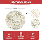 Artoid Mode Beige Snowflake Let It Snow Winter Placemats Set of 4, 15 Inch Seasonal Christmas Xmas Round Table Mats for Dining Decoration