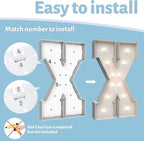 4FT Marquee Light Up Letters X,Party Decoration Large Marquee Light Up Letters with Weighted Water Bag,Pre-cut Foam Board Set Can Be Used for Birthdays,Weddings,Baby Anniversaries