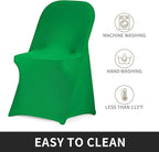 Peomeise Stretch Spandex Folding Chair Cover for Wedding Party Dining Banquet Event (Emerald,12pcs)