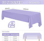 fani 12 Pack 60 x 126 Inch Rectangle Tablecloth Lavender Polyester Tablecloth for 8 Ft Rectangle Tables, Washable Fabric Table Cloth for Wedding Dining Table Buffet Parties Camping