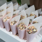 50 Pack Party Confetti Cone Holder - Bouquet Cones Petal Cones Holder with Double-sided Adhesive Tape, Apply to Birthday Party (White)