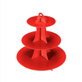 3-Tier Cupcake Stand, Cake Stand holder, Tiered DIY Cupcake Stand Tower for Dessert Table Displays, Birthday Theme Party Favors Decoration, Floral Tea Party, 12" W x 12.8" H, Red