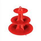 3-Tier Cupcake Stand, Cake Stand holder, Tiered DIY Cupcake Stand Tower for Dessert Table Displays, Birthday Theme Party Favors Decoration, Floral Tea Party, 12" W x 12.8" H, Red