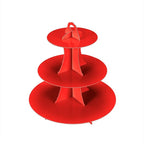 2Pcs 3-Tier Cupcake Stand, Cake Stand holder, Tiered DIY Cupcake Stand Tower for Dessert Table Displays, Birthday Theme Party Favors Decoration, Floral Tea Party, 12" W x 12.8" H, Red