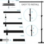 Pipe and Drape Backdrop Stand Kit, 6.5ft x 10ft Adjustable Photo Background Stands with Metal Flat Base for Photography, Birthday Parties, Wedding, Video Studio