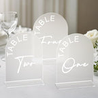 Frosted Arch Wedding Table Numbers 1-10 with Stands, 5x7 Inch Acrylic Arch Sign with Holder for Wedding Reception Table Centerpiece Decoration