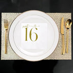 SharkBliss Sweet 16 Happy Birthday Cocktail Napkins, 100 Pack Gold Sweet 16 Happy Birthday Paper Cocktail Beverage Napkins in Bulk for His Her Sixteen 16th Birthday | 2-Ply, 5x5" (Sweet 16 Napkins)