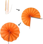 Hanging Paper Fan Set, Tissue Paper Pom Poms Flower Fan and Honeycomb Balls for Birthday Baby Shower Wedding Festival Decorations - Orange