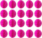 20pcs 3inch Honeycomb Flower Balls Party Honeycomb Balls Decoration Paper Flower Balls Tissue Paper Flower Ball Pom Poms Ball for Birthday Wedding Home Decor (3inch, Hot Pink)